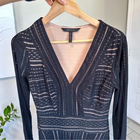 BCBGMaxazria Kinley Luxe Stripe Lace long sleeve Dress - Picture 7 of 15